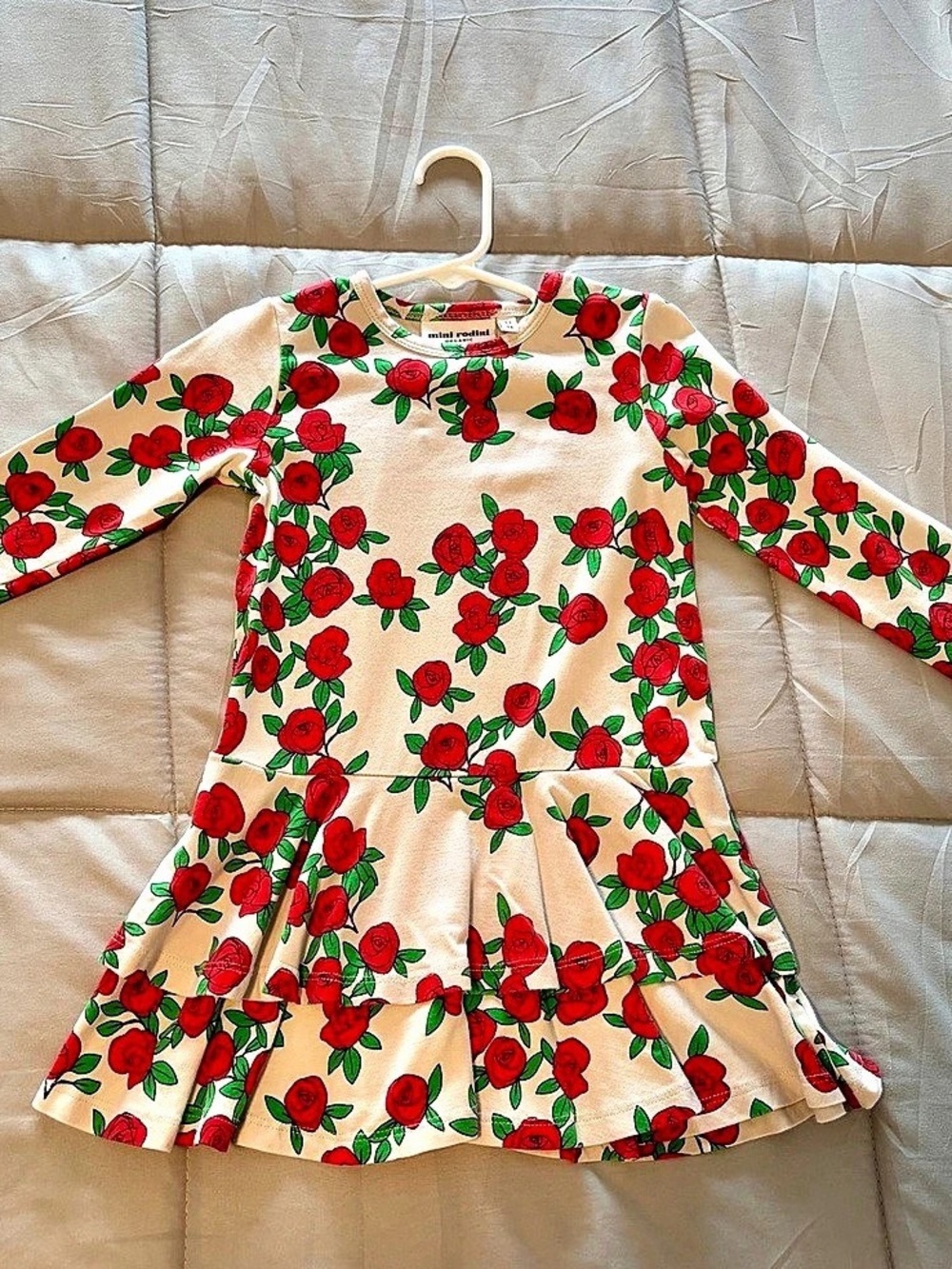 mini rodini Roses Long Sleeve Dress Floral Size 2T